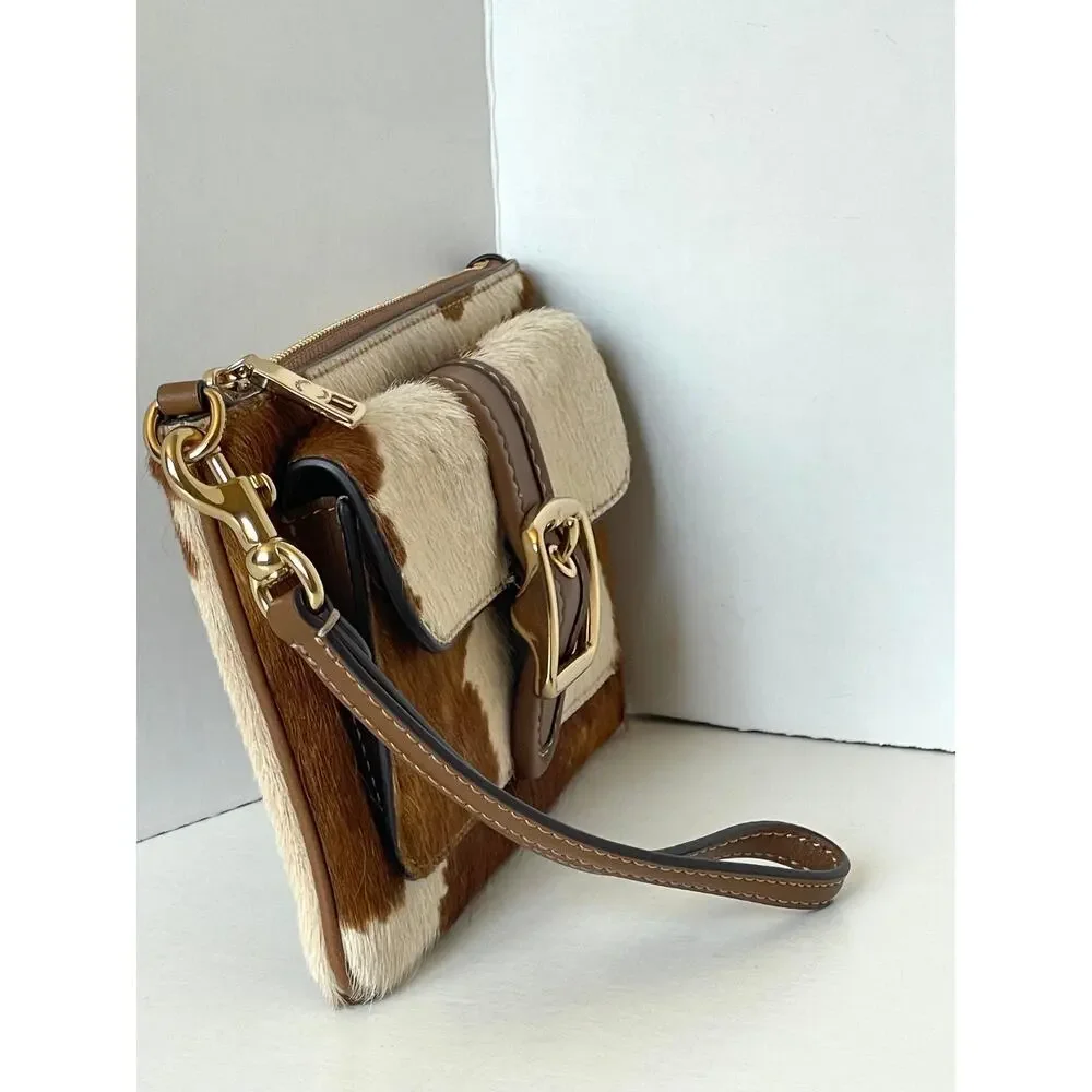 Coach Ashton Wristlet Haircalf Cow Print Leather Clutch CDY07